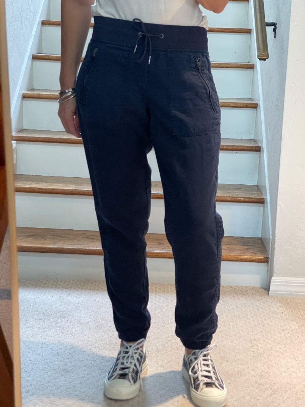 Athleta linen blend navy blue jogger women 2